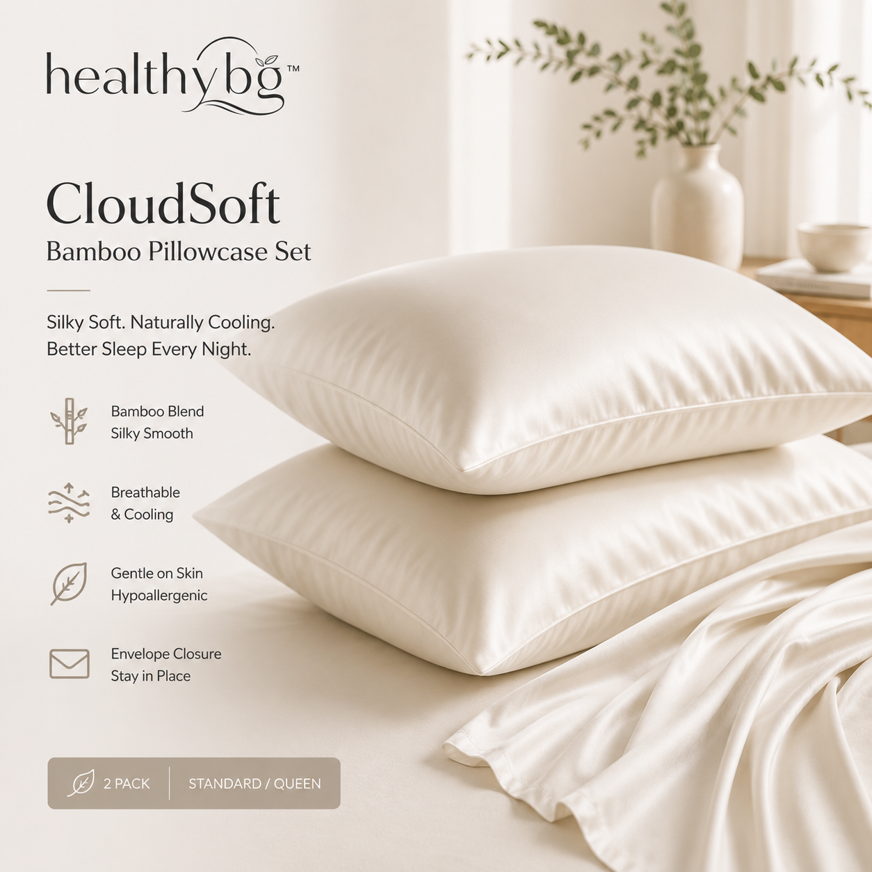 healthybg™ CloudSoft™ Bamboo Pillowcase Set