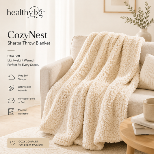 healthybg™ CozyNest™ Sherpa Throw Blanket