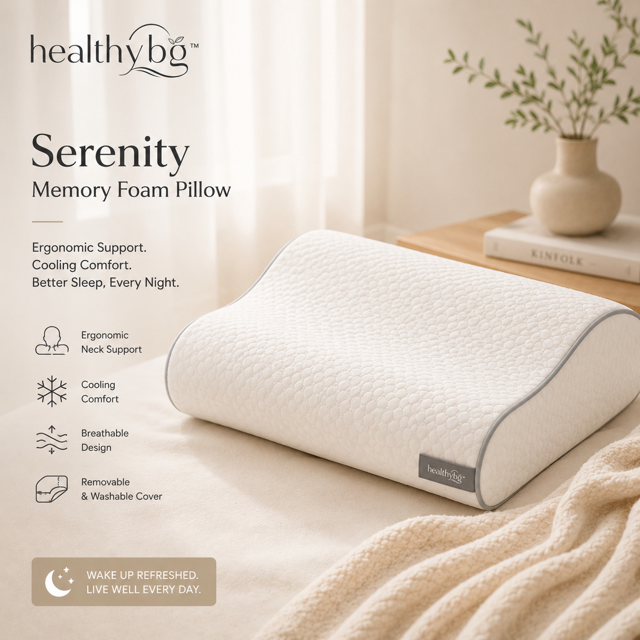 healthybg™ Serenity™ Memory Foam Pillow