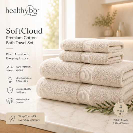healthybg™ SoftCloud™ Premium Cotton Bath Towel Set
