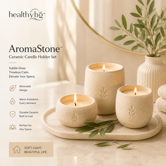 healthybg™ AromaStone™ Ceramic Candle Holder Set