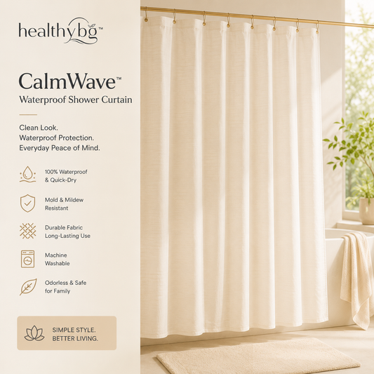 healthybg™ CalmWave™ Waterproof Shower Curtain