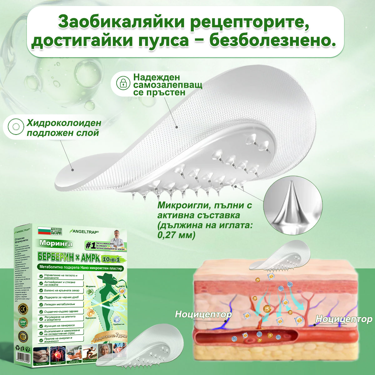 🩷✅𝐀𝐍𝐆𝐄𝐋𝐓𝐑𝐀𝐏® Моринга 𝗑 Берберин 𝗑 𝖠𝖬𝖯𝖪 𝟣𝟢-в-𝟣 Нано микроиглен пластир за метаболитна подкрепа |Само 𝟏× дневно ✅ Видими промени за 𝟕 дни – при затлъстяване, сърдечно-съдово здраве, диабет и ставни проблеми